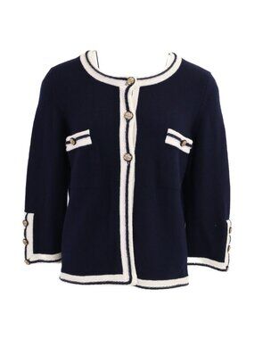 Chanel CC Logo Lion Button Cashmere Knit Cardigan 38
